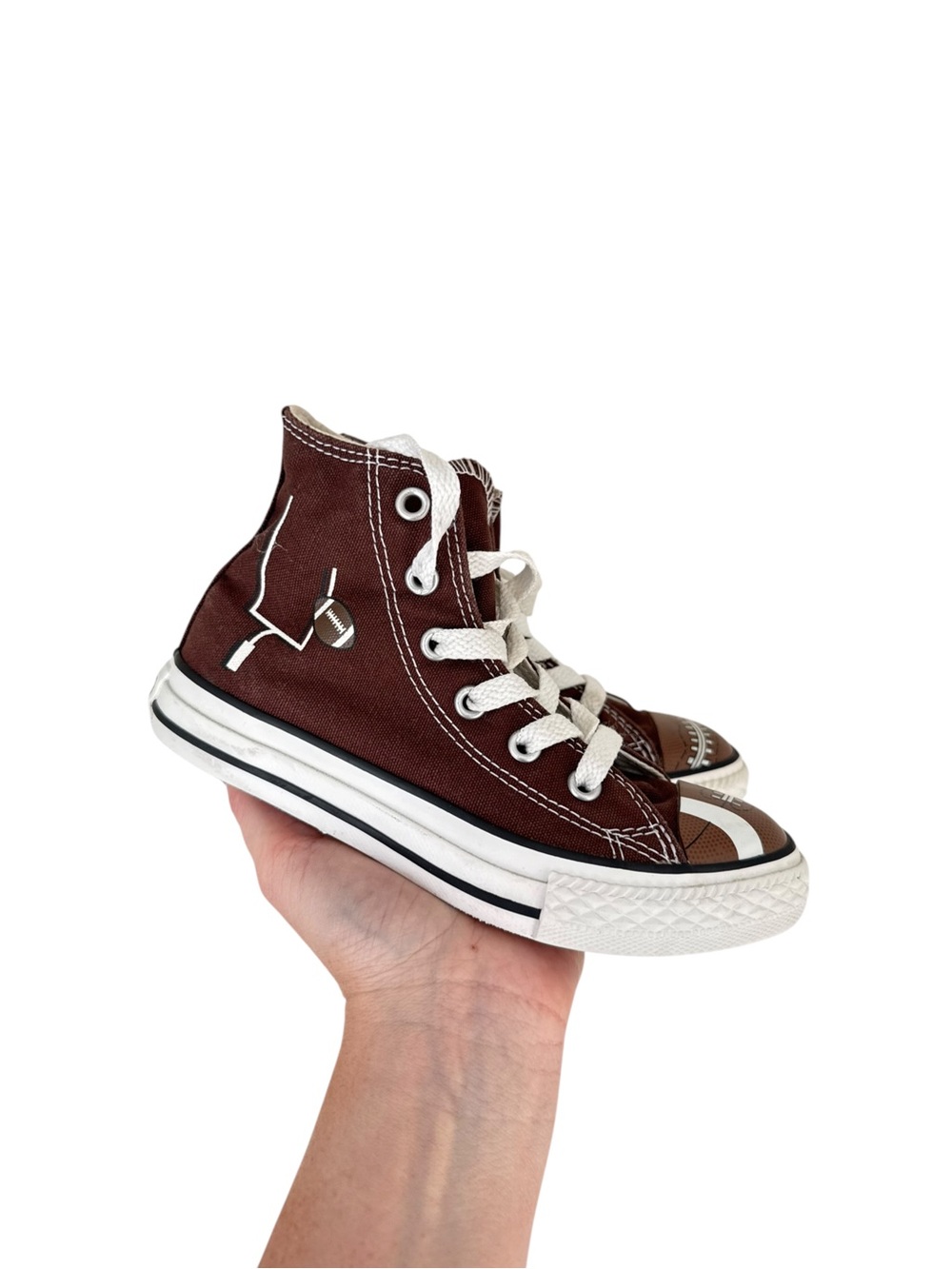 Converse Kids High-Top Football Sneakers Brown and White Size 12